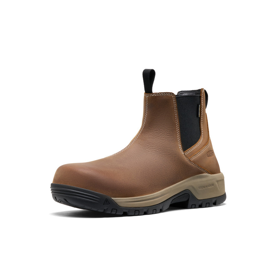 Men's Evanston Chelsea Waterproof Work Boot (Carbon Toe) | Bison/Black - Image 3